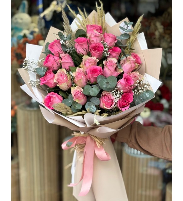 21 Pembe Güllü Buket